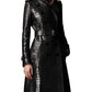 Crocodile Pattern PU Trench Coat