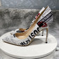 Newspaper Print Pointed Toe High Heel Shoes