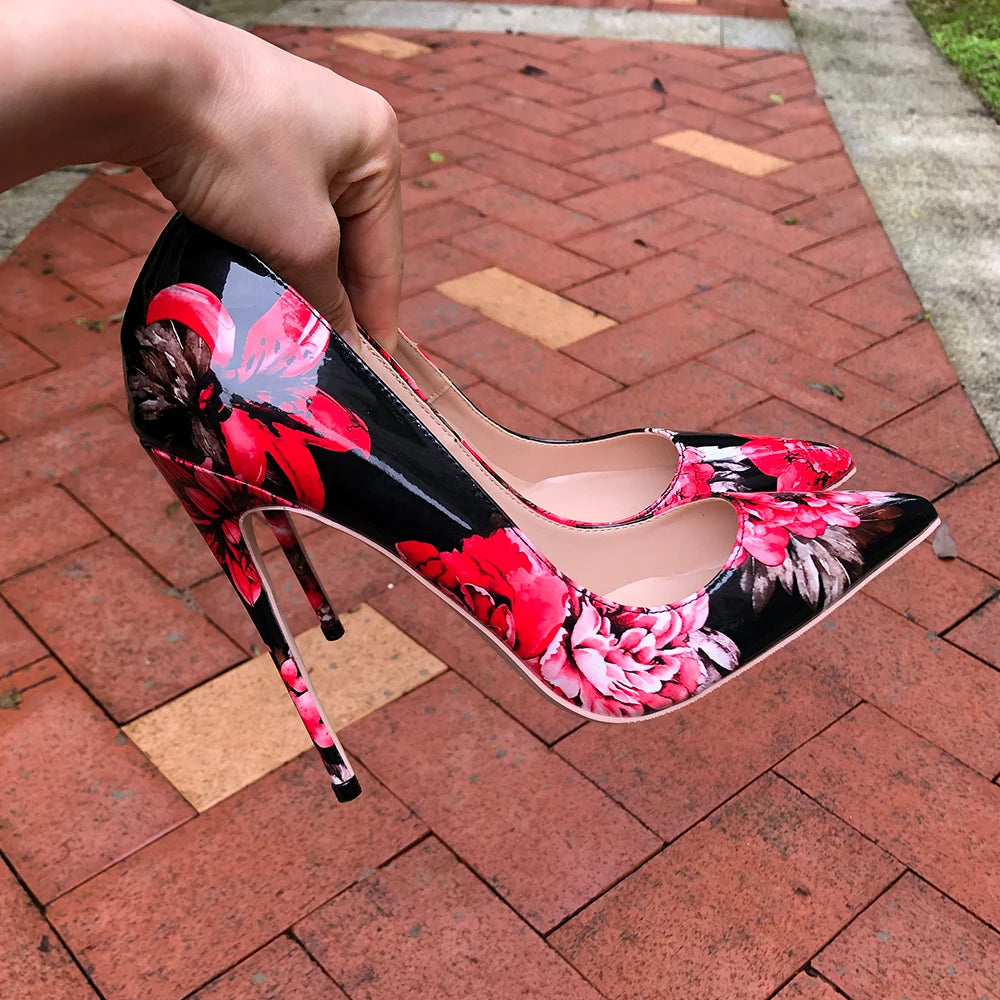 Floral Pointed Toe High Heel Shoes