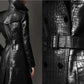 Crocodile Pattern PU Trench Coat