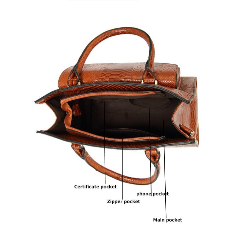 PU Serpentine Pattern Large Messenger Handbag