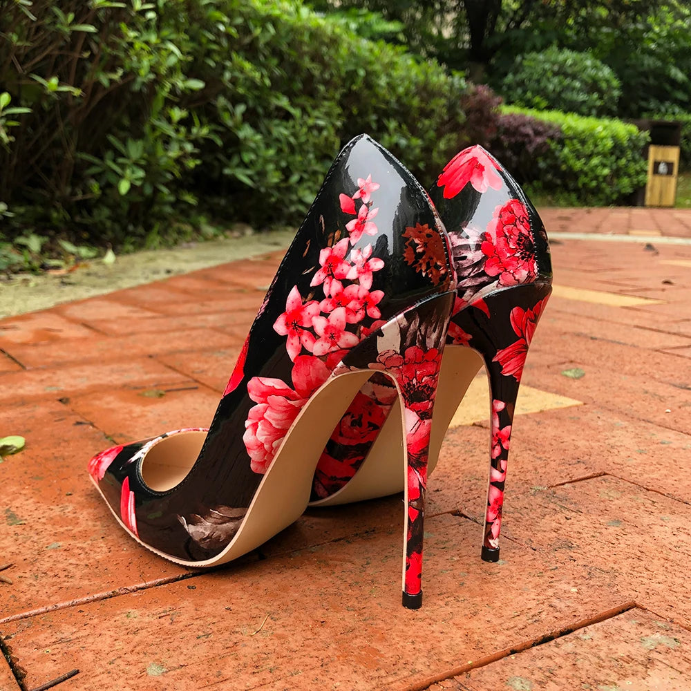 Floral Pointed Toe High Heel Shoes