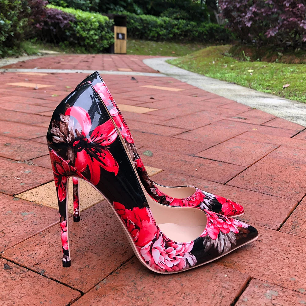 Floral Pointed Toe High Heel Shoes