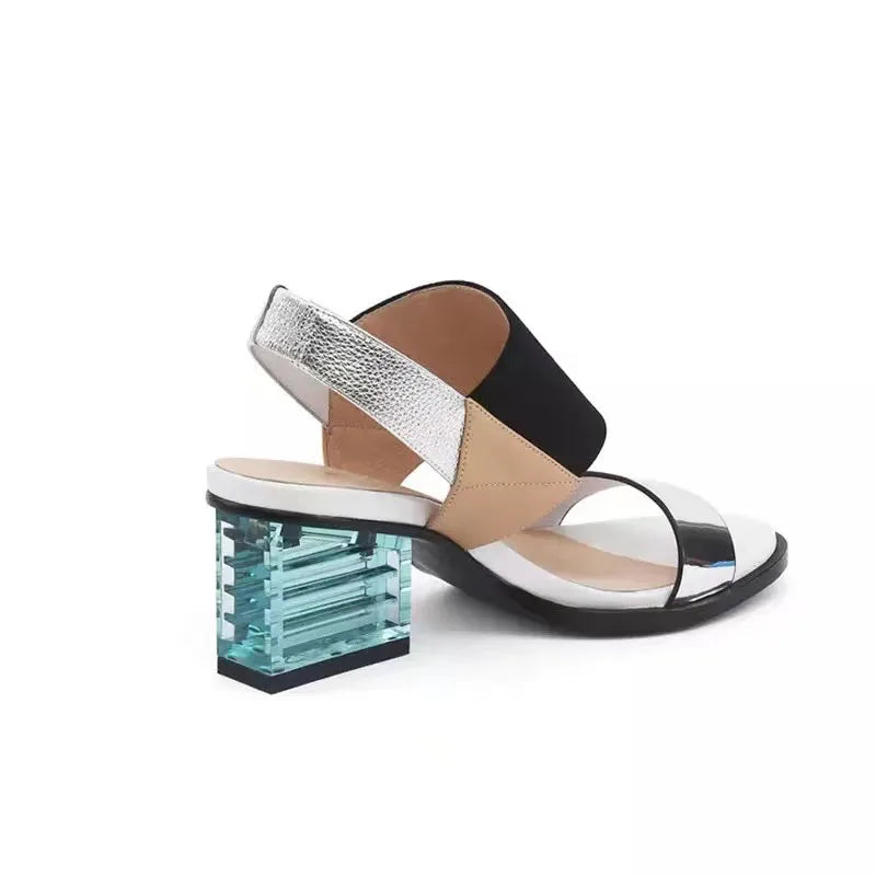 Color Block Transparent High Heel Sandals