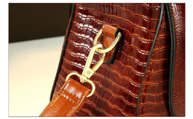 Crocodile Pattern Genuine Leather Tote Bag