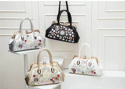 Embellished  PU Shoulder Handbag