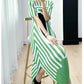 Miyake Pleated Striped A-Line Dress