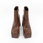 Square Head Animal Pattern Chunky Heel Boots