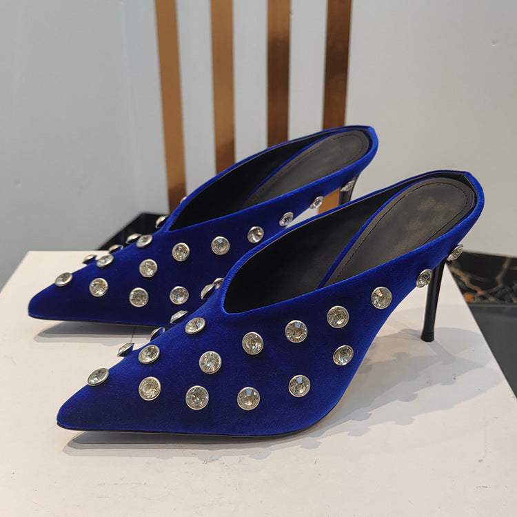 Crystal Polka Dot Pointed Toe Mules