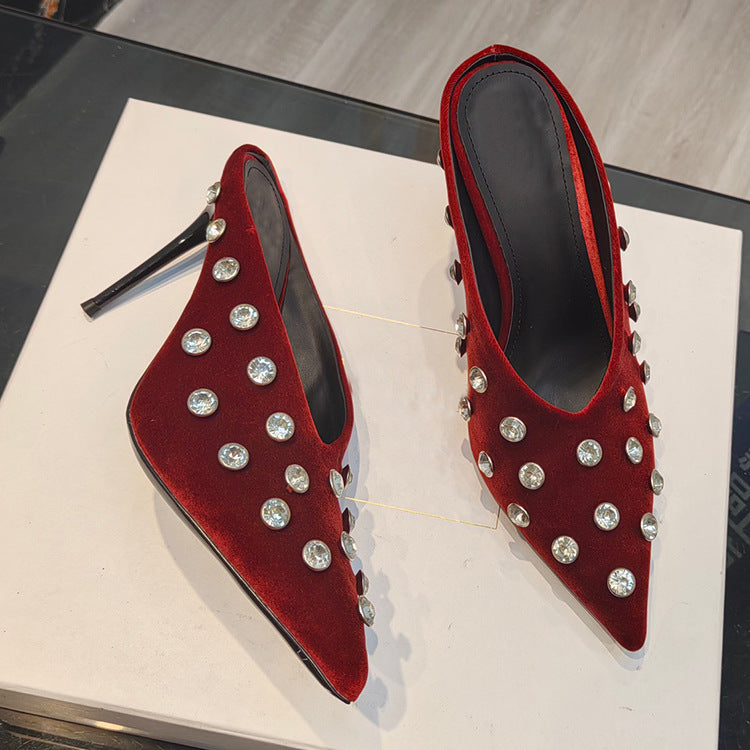 Crystal Polka Dot Pointed Toe Mules