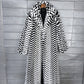 Striped Belted Fluffy Faux Fur Coat