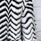 Striped Belted Fluffy Faux Fur Coat