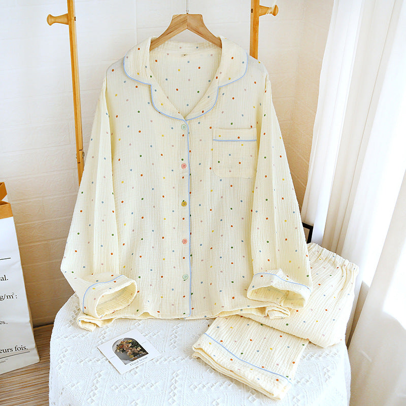 Printed O-Neck Long Sleeve Pajama Set