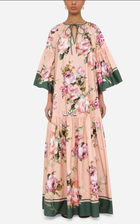 Bohemian Floral Lace-Up Flare Sleeve Maxi Dress