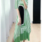 Miyake Pleated Striped A-Line Dress