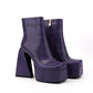 Square Head Animal Pattern Chunky Heel Boots