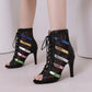 Cross-Tied Hollow Out Peep Toe Ankle Boots