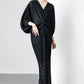 Miyake Pleated Batwing Sleeve Tassel Maxi Dress