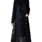 Spliced Embroidery Round Neck Long Sleeve Knit Dress