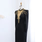 Beaded High Neck Long Sleeve Floor Length Dress