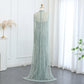 Beaded Strapless Floor-Length Dress with Cape