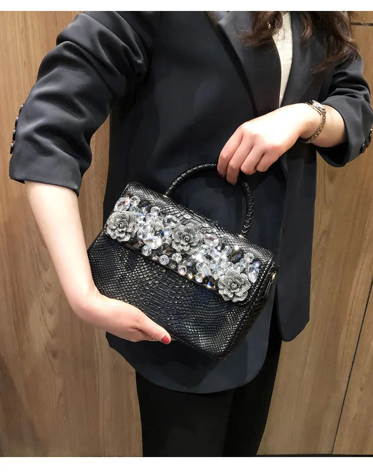 Rhinestone Embossed Crossbody Handbag