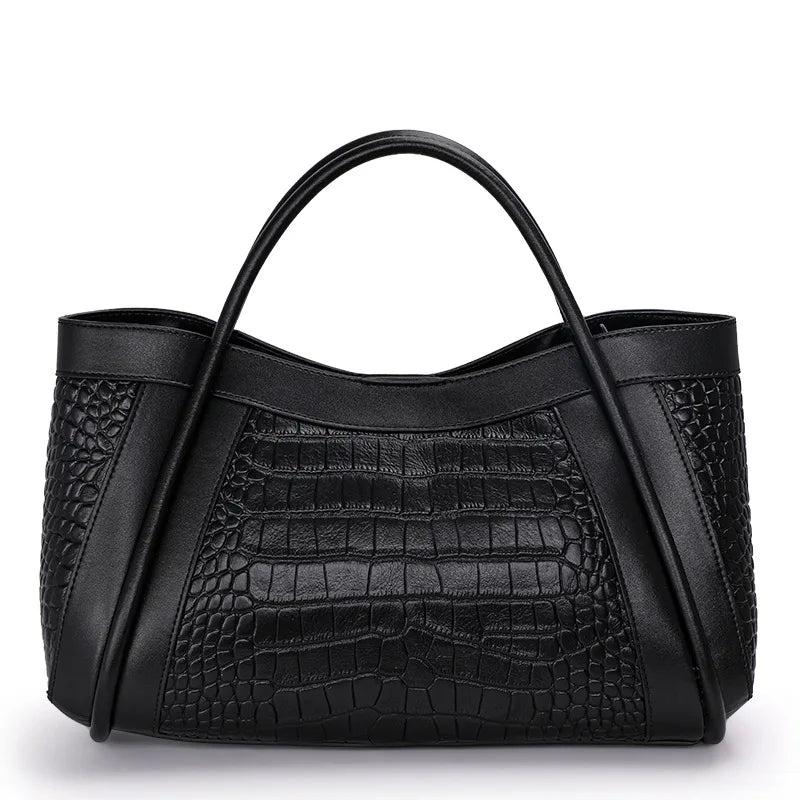 Alligator Pattern Genuine Leather Tote Bag