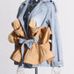 Patchwork Ruffles Spliced Belt Denim Jacket