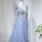 Beaded Round Neck Floor-Length Dress with Overskirt