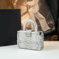 Crocodile Print Genuine Leather Square Handbag