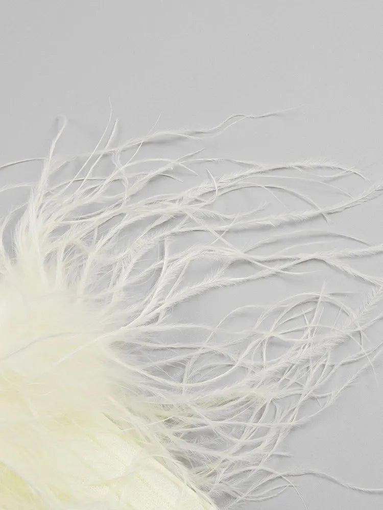Patchwork Feathers Long Sleeve Knit Bandage Dress