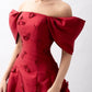 3D Flowers Off-Shoulder Cap Sleeve Dress