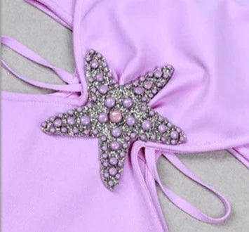 Crystal Star Cutout Sleeveless Bandage Dress