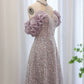 Sparkling Off-Shoulder Lace-Up Floor-Length Dress