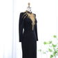 Beaded High Neck Long Sleeve Floor Length Dress