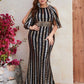 Plus Size Sequined Striped Evening Dress