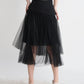 Patchwork Tassels Mesh A-Line Skirt