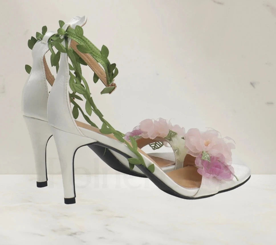 Floral Vine Open Toe High Heel Sandals