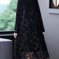 Spliced Embroidery Round Neck Long Sleeve Knit Dress