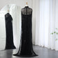 Beaded Strapless Floor-Length Dress with Cape