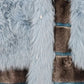 Striped Patchwork Faux Fur Lapel Collar Coat