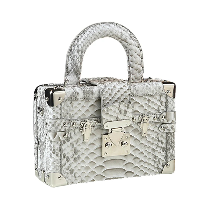 Crocodile Print Genuine Leather Square Handbag