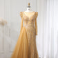 Beaded Round Neck Floor-Length Dress with Overskirt