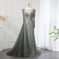 Beaded Round Neck Floor-Length Dress with Overskirt