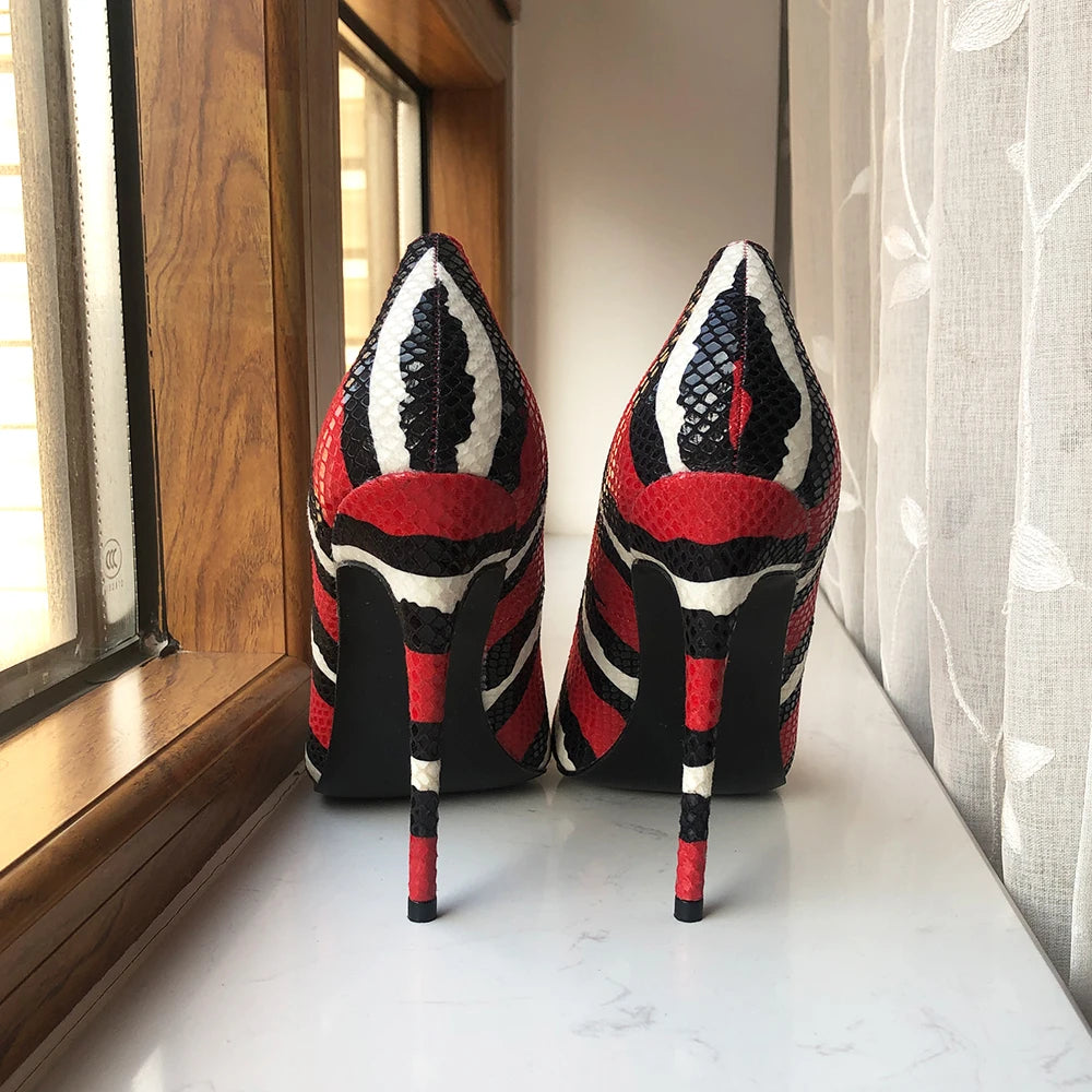 Striped Snakeskin Pointed Toe Shoes