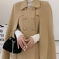 Spliced Cape Sleeve Double-Breasted Coat