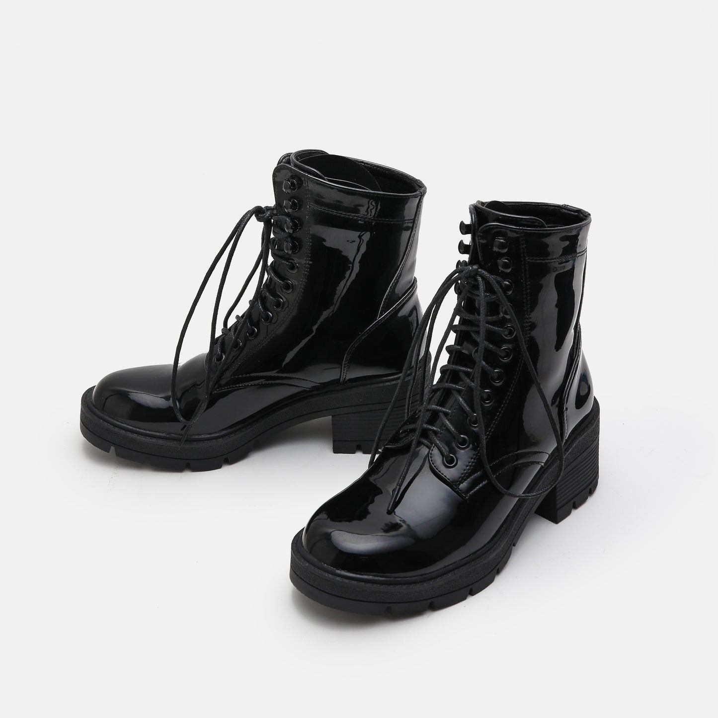 Patent Lace-Up High Heel Chelsea Boots