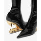 Pointed Toe Over-the-Knee Boots with Teeth Shape Heels