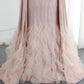 Tiered Ruffled Evening Dress with Cape Sleeves