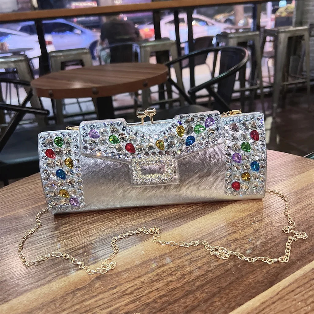 Rhinestone Genuine Leather Crossbody Bag